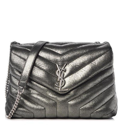 Saint Laurent Monogram Loulou Metallic Calfskin Monogram Small Chain Grey Leather Cross Body Bag - image 1