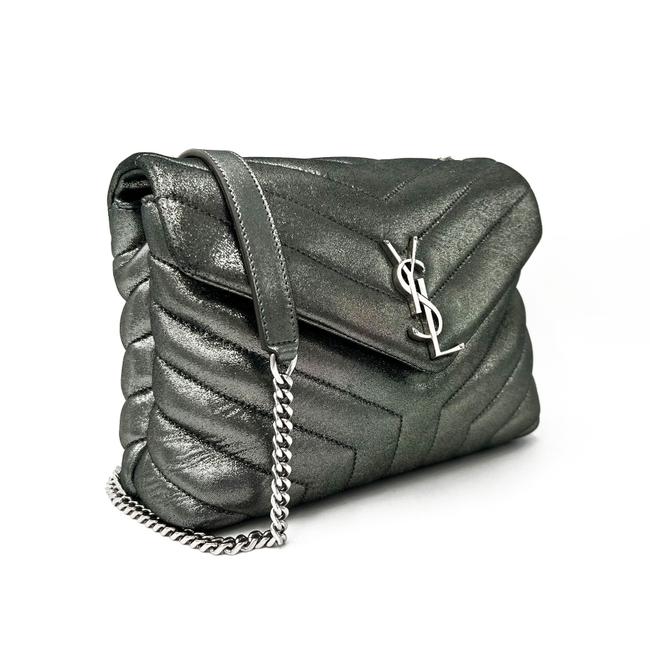 Saint Laurent Monogram Loulou Metallic Calfskin Monogram Small Chain Grey Leather Cross Body Bag - image 4