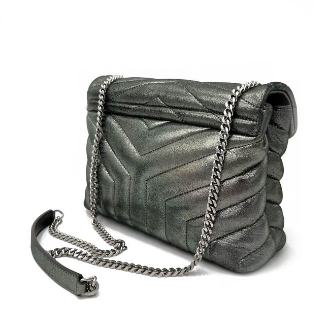Saint Laurent Monogram Loulou Metallic Calfskin Monogram Small Chain Grey Leather Cross Body Bag - image 5