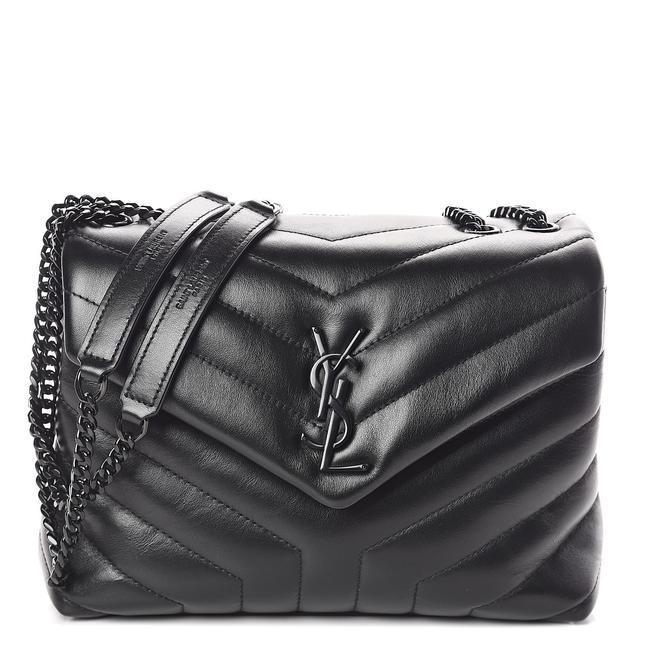 Saint Laurent Monogram Loulou Noir Calfskin Y Quilted Monogram Small Chain Satchel Black Leather Tote - image 1