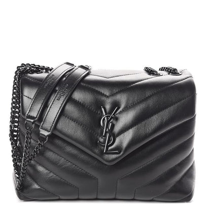 Saint Laurent Monogram Loulou Noir Calfskin Y Quilted Monogram Small Chain Satchel Black Leather Tote - image 1