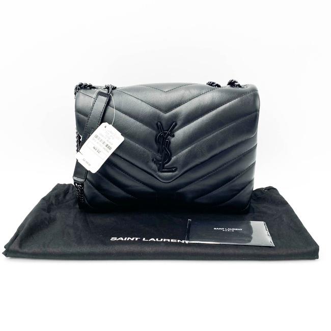 Saint Laurent Monogram Loulou Noir Calfskin Y Quilted Monogram Small Chain Satchel Black Leather Tote - image 4