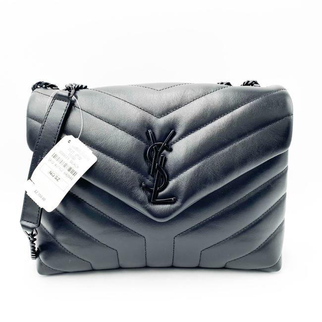 Saint Laurent Monogram Loulou Noir Calfskin Y Quilted Monogram Small Chain Satchel Black Leather Tote - image 5