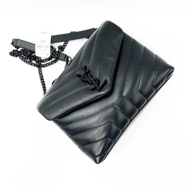 Saint Laurent Monogram Loulou Noir Calfskin Y Quilted Monogram Small Chain Satchel Black Leather Tote - image 8