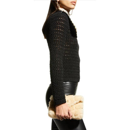 Saint Laurent Monogram Loulou Puffer Small Quilted Pouch Beige Shearling Wool Clutch - photo 2