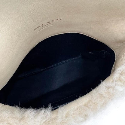 Saint Laurent Monogram Loulou Puffer Small Quilted Pouch Beige Shearling Wool Clutch - photo 11