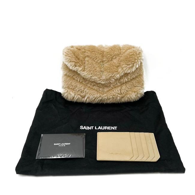 Saint Laurent Monogram Loulou Puffer Small Quilted Pouch Beige Shearling Wool Clutch - photo 3