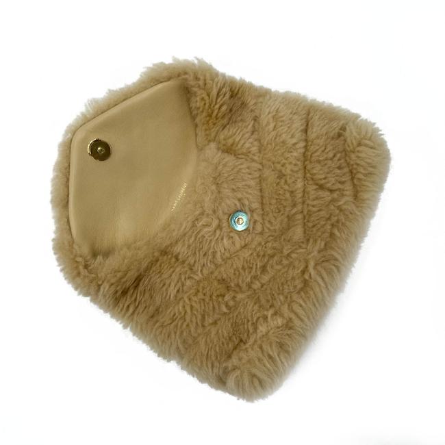 Saint Laurent Monogram Loulou Puffer Small Quilted Pouch Beige Shearling Wool Clutch - photo 9