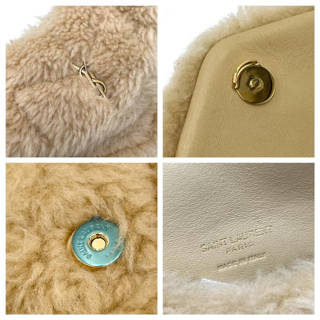 Saint Laurent Monogram Loulou Puffer Small Quilted Pouch Beige Shearling Wool Clutch - photo 10