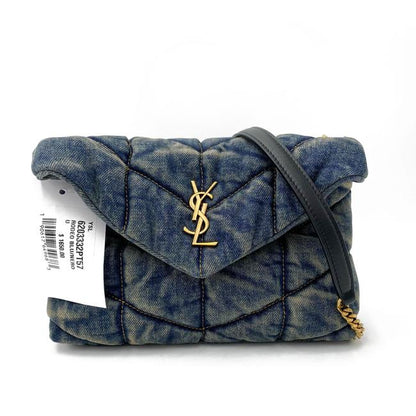 Saint Laurent Monogram Loulou Quilted Mini Puffer Monogram Chain Satchel Rodeo Blue Denim Shoulder Bag - image 3