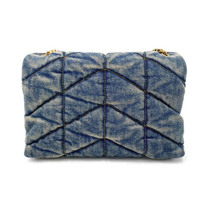 Saint Laurent Monogram Loulou Quilted Mini Puffer Monogram Chain Satchel Rodeo Blue Denim Shoulder Bag - image 5