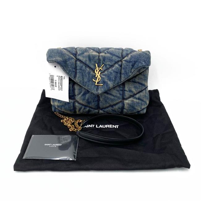 Saint Laurent Monogram Loulou Quilted Mini Puffer Monogram Chain Satchel Rodeo Blue Denim Shoulder Bag - image 4