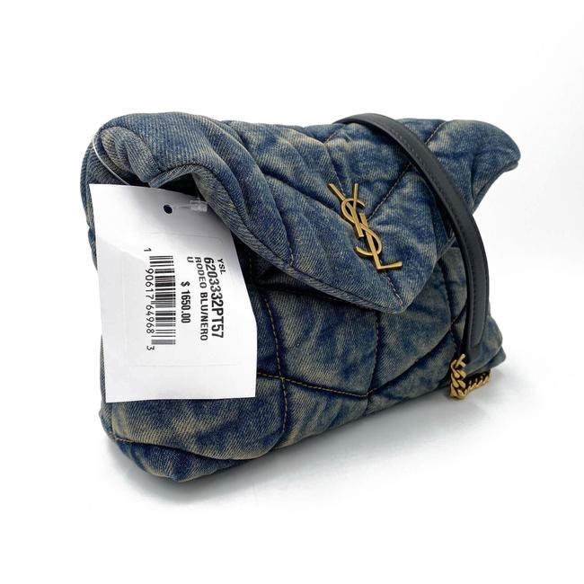 Saint Laurent Monogram Loulou Quilted Mini Puffer Monogram Chain Satchel Rodeo Blue Denim Shoulder Bag - image 6