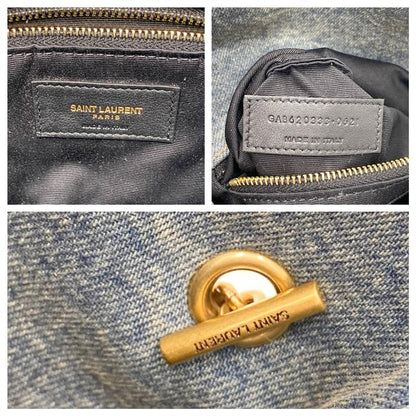 Saint Laurent Monogram Loulou Quilted Mini Puffer Monogram Chain Satchel Rodeo Blue Denim Shoulder Bag - image 10