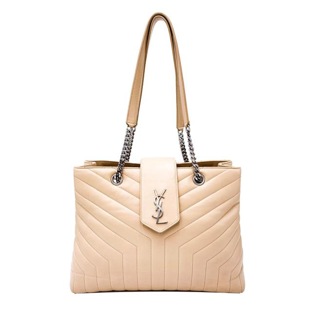 Saint Laurent Monogram Loulou Quilted Monogram Large Shopper Nude Powder Beige Calfskin Leather Tote - image 1