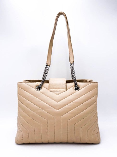 Saint Laurent Monogram Loulou Quilted Monogram Large Shopper Nude Powder Beige Calfskin Leather Tote - image 2