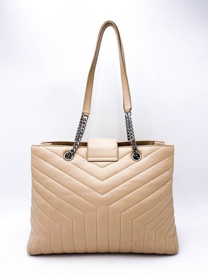 Saint Laurent Monogram Loulou Quilted Monogram Large Shopper Nude Powder Beige Calfskin Leather Tote - image 2
