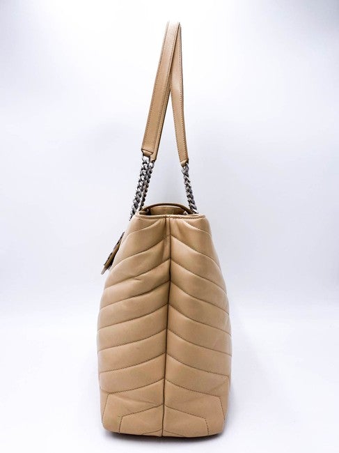 Saint Laurent Monogram Loulou Quilted Monogram Large Shopper Nude Powder Beige Calfskin Leather Tote - image 3