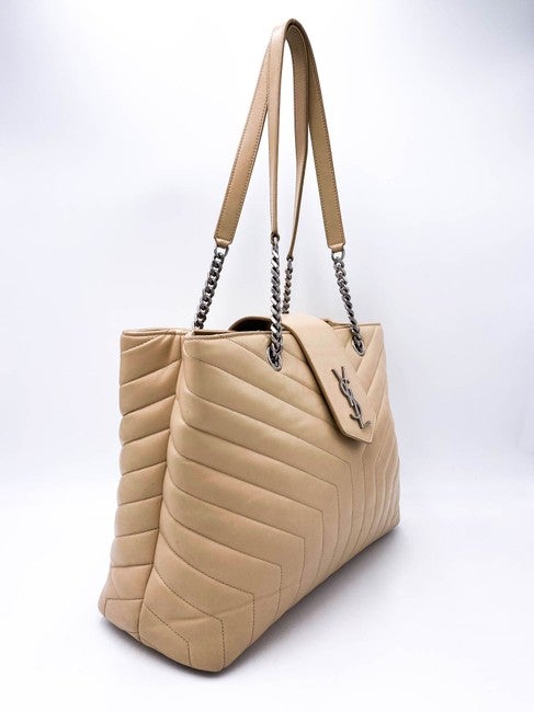 Saint Laurent Monogram Loulou Quilted Monogram Large Shopper Nude Powder Beige Calfskin Leather Tote - image 4