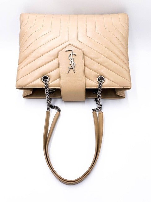Saint Laurent Monogram Loulou Quilted Monogram Large Shopper Nude Powder Beige Calfskin Leather Tote - image 8