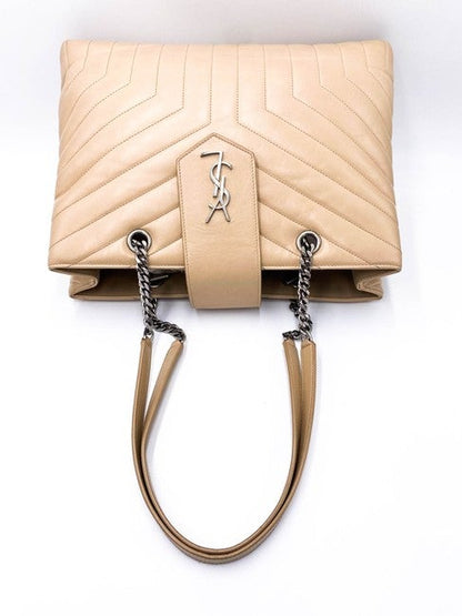 Saint Laurent Monogram Loulou Quilted Monogram Large Shopper Nude Powder Beige Calfskin Leather Tote - image 8
