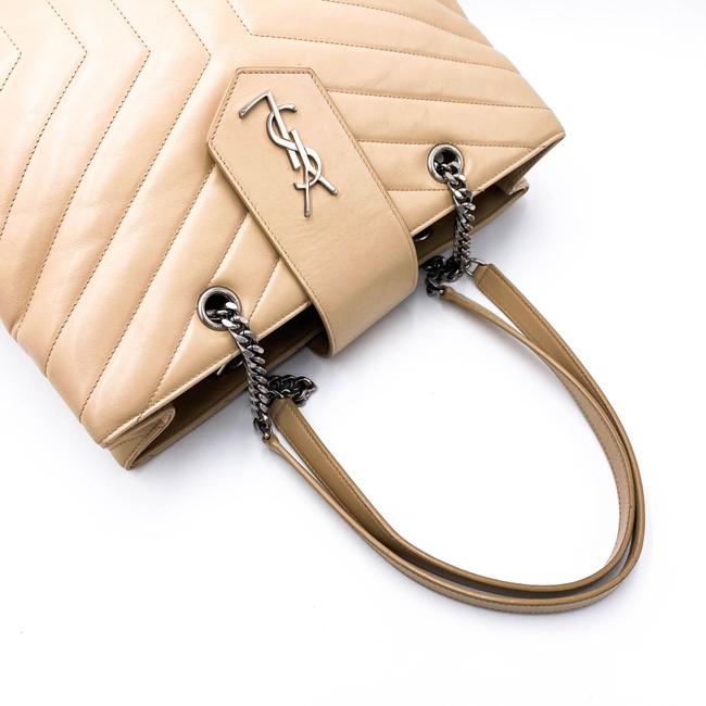 Saint Laurent Monogram Loulou Quilted Monogram Large Shopper Nude Powder Beige Calfskin Leather Tote - image 9