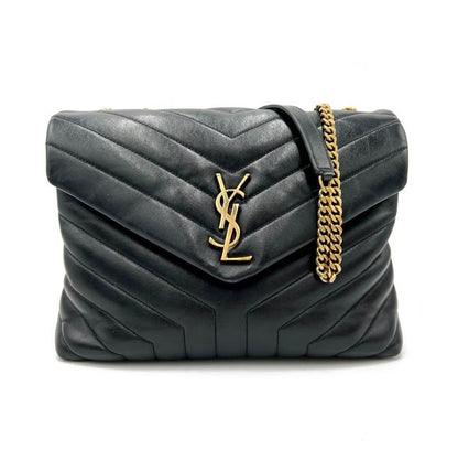 Saint Laurent Monogram Loulou Quilted Monogram Medium Chain Satchel Black Calfskin Leather Shoulder Bag - image 1