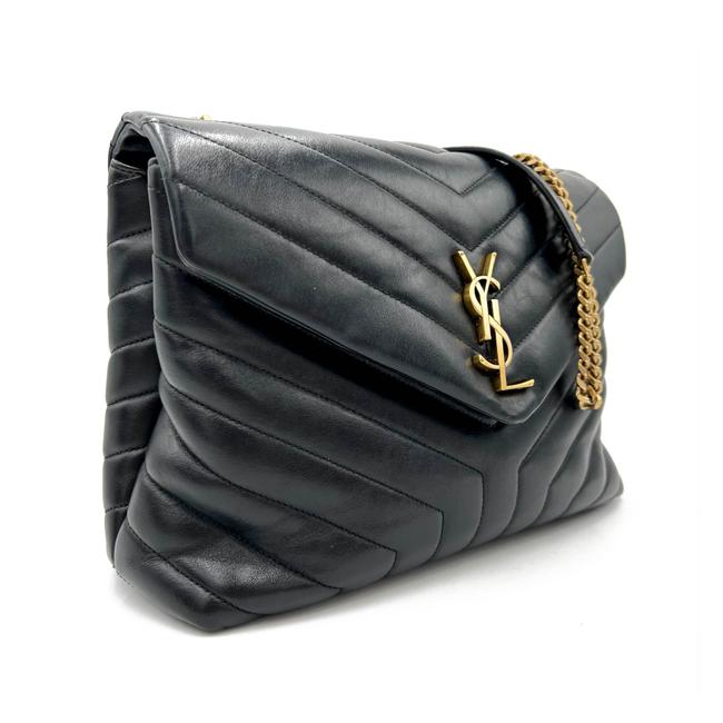 Saint Laurent Monogram Loulou Quilted Monogram Medium Chain Satchel Black Calfskin Leather Shoulder Bag - image 3