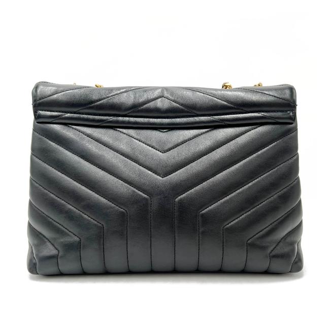 Saint Laurent Monogram Loulou Quilted Monogram Medium Chain Satchel Black Calfskin Leather Shoulder Bag - image 4