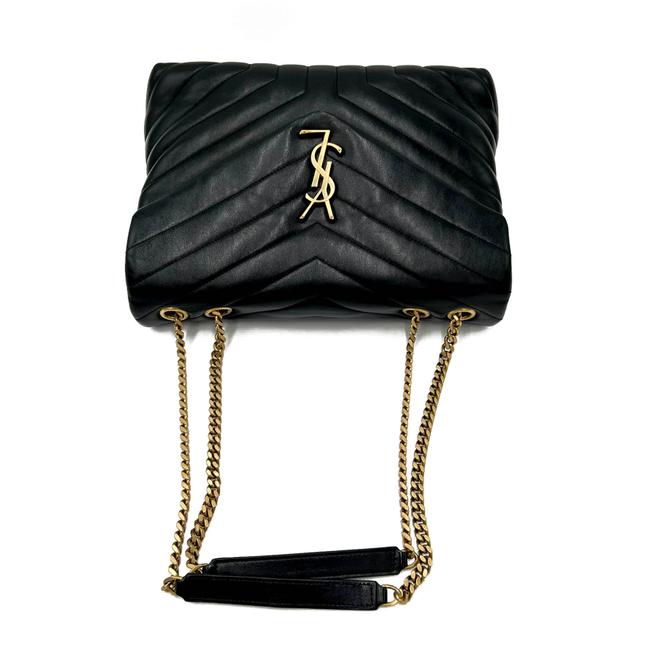 Saint Laurent Monogram Loulou Quilted Monogram Medium Chain Satchel Black Calfskin Leather Shoulder Bag - image 6