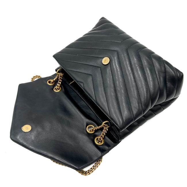 Saint Laurent Monogram Loulou Quilted Monogram Medium Chain Satchel Black Calfskin Leather Shoulder Bag - image 8