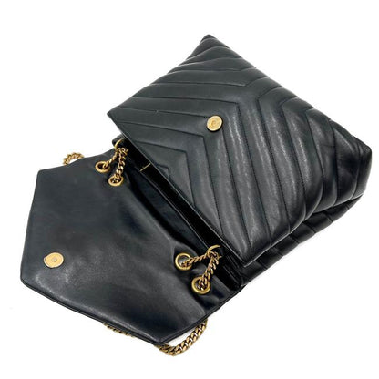 Saint Laurent Monogram Loulou Quilted Monogram Medium Chain Satchel Black Calfskin Leather Shoulder Bag - image 8