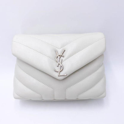Saint Laurent Monogram Loulou Quilted Monogram Small Chain White Calfskin Leather Shoulder Bag - image 3