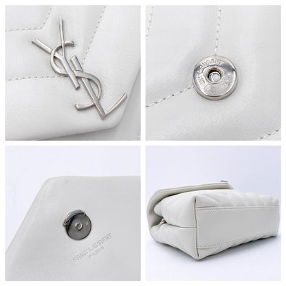 Saint Laurent Monogram Loulou Quilted Monogram Small Chain White Calfskin Leather Shoulder Bag - image 10