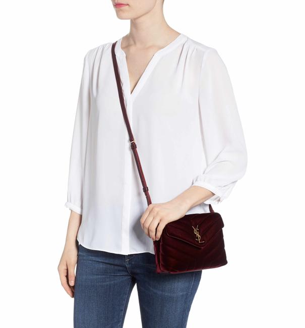 Saint Laurent Monogram Loulou Y Quilted Toy Chain Satchel French Burgundy Red Velvet Shoulder Bag - image 2