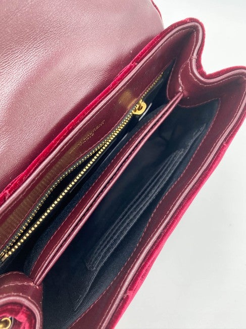 Saint Laurent Monogram Loulou Y Quilted Toy Chain Satchel French Burgundy Red Velvet Shoulder Bag - image 11