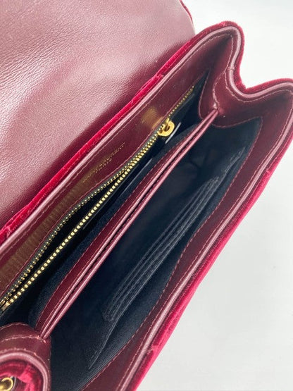 Saint Laurent Monogram Loulou Y Quilted Toy Chain Satchel French Burgundy Red Velvet Shoulder Bag - image 11