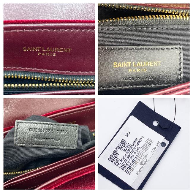 Saint Laurent Monogram Loulou Y Quilted Toy Chain Satchel French Burgundy Red Velvet Shoulder Bag - image 12