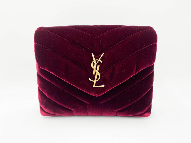 Saint Laurent Monogram Loulou Y Quilted Toy Chain Satchel French Burgundy Red Velvet Shoulder Bag - image 4