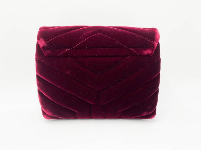 Saint Laurent Monogram Loulou Y Quilted Toy Chain Satchel French Burgundy Red Velvet Shoulder Bag - image 5