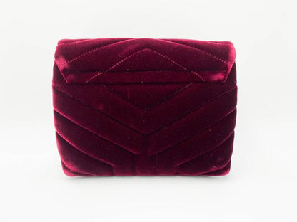 Saint Laurent Monogram Loulou Y Quilted Toy Chain Satchel French Burgundy Red Velvet Shoulder Bag - image 5