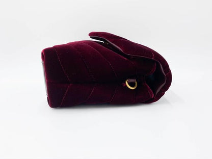 Saint Laurent Monogram Loulou Y Quilted Toy Chain Satchel French Burgundy Red Velvet Shoulder Bag - image 6
