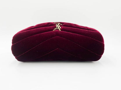 Saint Laurent Monogram Loulou Y Quilted Toy Chain Satchel French Burgundy Red Velvet Shoulder Bag - image 7