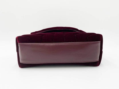 Saint Laurent Monogram Loulou Y Quilted Toy Chain Satchel French Burgundy Red Velvet Shoulder Bag - image 8