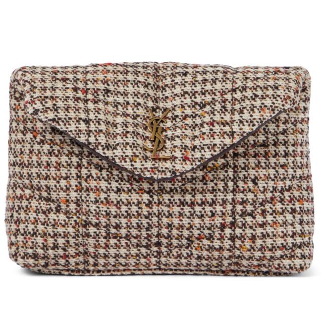 Saint Laurent Monogram Loulou Sintra Small Beige Tweed Clutch - photo 1