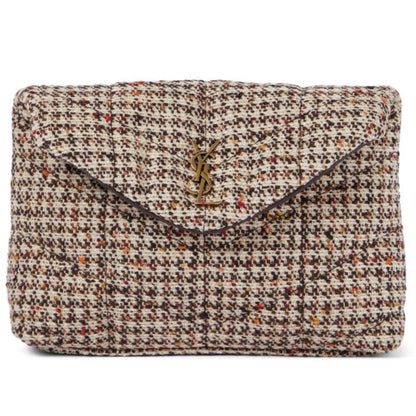 Saint Laurent Monogram Loulou Sintra Small Beige Tweed Clutch - photo 1