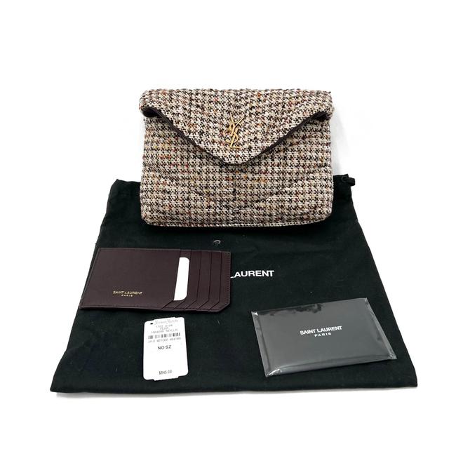 Saint Laurent Monogram Loulou Sintra Small Beige Tweed Clutch - photo 5