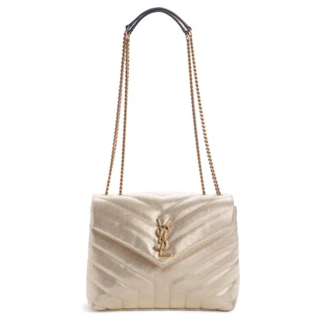 Saint Laurent Monogram Loulou Small Embossed Metallic Gold Leather Shoulder Bag - image 1