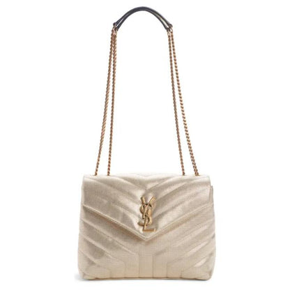 Saint Laurent Monogram Loulou Small Embossed Metallic Gold Leather Shoulder Bag - image 1