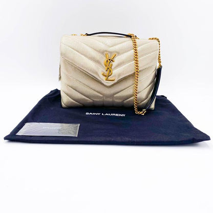 Saint Laurent Monogram Loulou Small Embossed Metallic Gold Leather Shoulder Bag - image 4